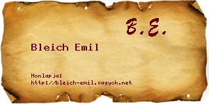 Bleich Emil névjegykártya